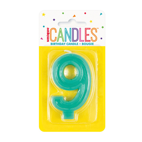 Number 9 Candle Pastel Teal
