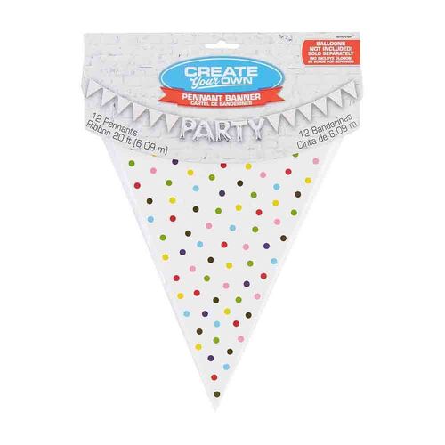 Rainbow Dots Large Paper Pennant Banner 