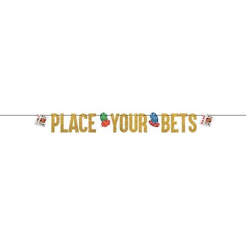 Roll The Dice Casino Ribbon Glittered Letter Banner Place Your Bets