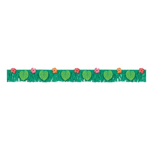 Tropical Jungle Fringe Banner with Palm Leaves & Flowers