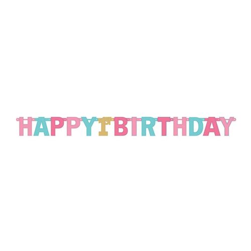 1st Birthday Pink Jumbo Foil Letter Banner