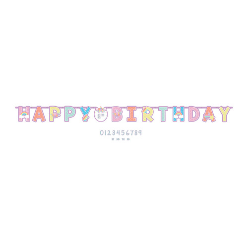 Unicorn Party Jumbo Add-An-Age Letter Banner Happy Birthday