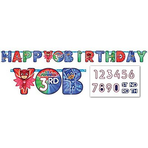 Pj Masks Add An Age Banner Happy Birthday (3.2M x 25.4cm High)