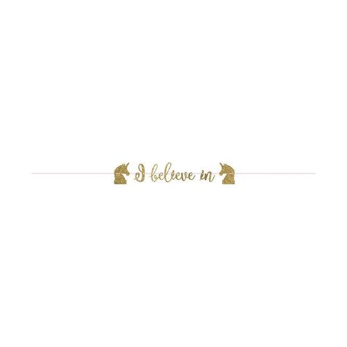 Magical Unicorn Gold Glitter Ribbon Letter Banner