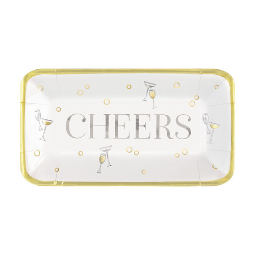 Cheers Foil Stamped Appetizer Paper Plates Foil Stamped Appetizer Paper Plates 23cm X 13cm 8 Pack