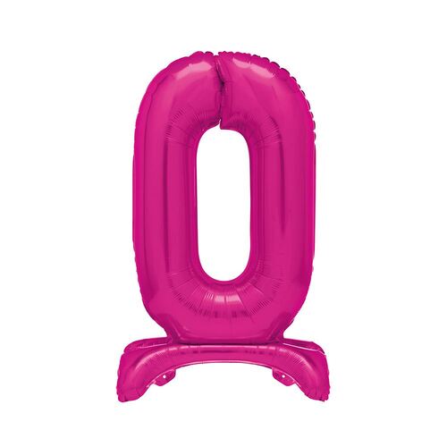 Hot Pink "0" Giant Standing Air Filled Numeral Foil Balloon