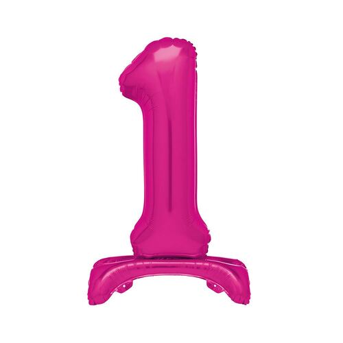 76cm Hot Pink "1" Giant Standing Air Filled Numeral Foil Balloon