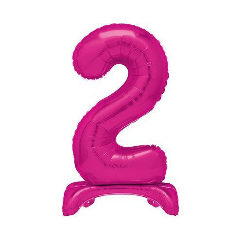 Hot Pink "2" Giant Standing Air Filled Numeral Foil Balloon