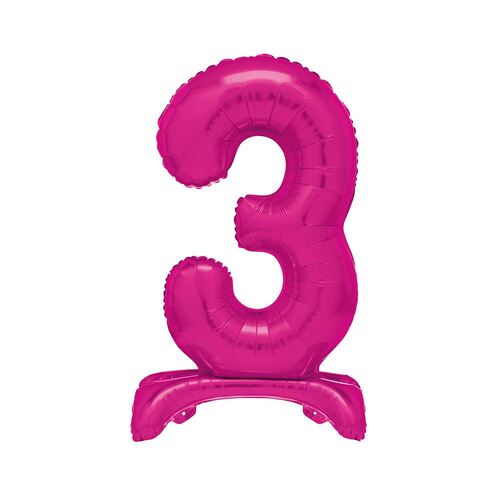 Hot Pink "3" Giant Standing Air Filled Numeral Foil Balloon 