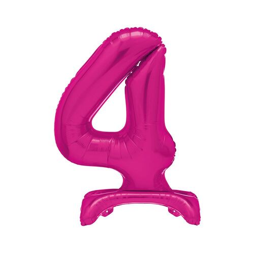 Hot Pink "4" Giant Standing Air Filled Numeral Foil Balloon