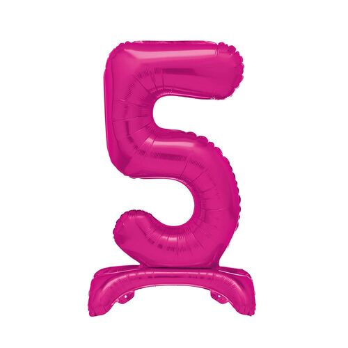 76cm Hot Pink "5" Giant Standing Air Filled Numeral Foil Balloon