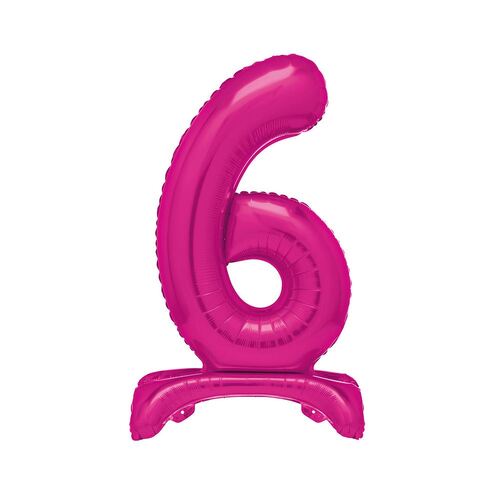 Hot Pink "6" Giant Standing Air Filled Numeral Foil Balloon