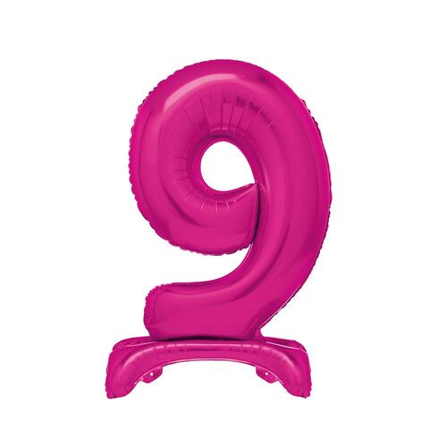 Hot Pink "9" Giant Standing Air Filled Numeral Foil Balloon