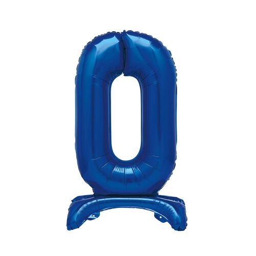 76cm Royal Blue "0" Giant Standing Air Filled Numeral Foil Balloon