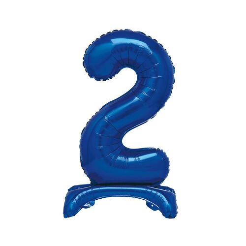 76cm Royal Blue "2" Giant Standing Air Filled Numeral Foil Balloon