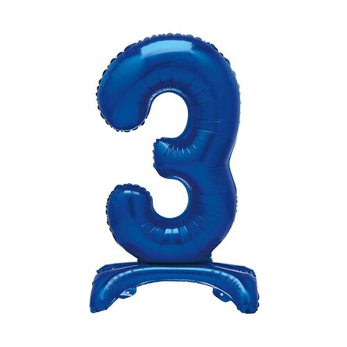 76cm Royal Blue "3" Giant Standing Air Filled Numeral Foil Balloon