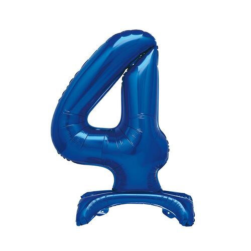 76cm Royal Blue "4" Giant Standing Air Filled Numeral Foil Balloon