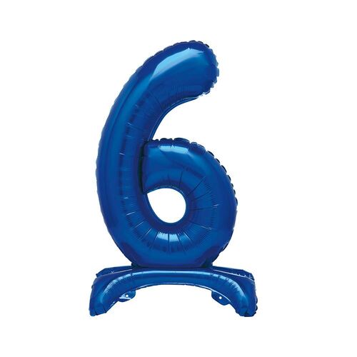 76cm Royal Blue "6" Giant Standing Air Filled Numeral Foil Balloon