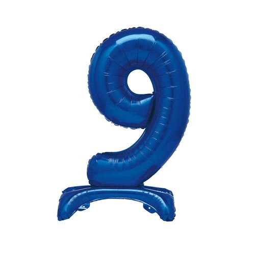 76cm Royal Blue "9" Giant Standing Air Filled Numeral Foil Balloon