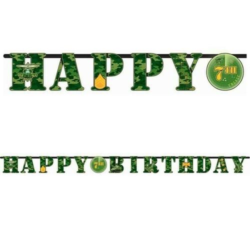  Camouflage Happy Birthday Banner  (3.2M Long x 25.4cm High)