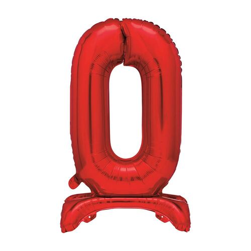 76cm Red "0" Giant Standing Air Filled Numeral Foil Balloon