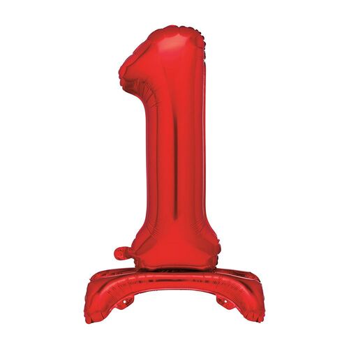 76cm Red "1" Giant Standing Air Filled Numeral Foil Balloon