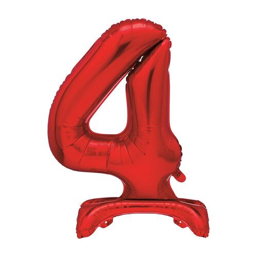 Red "4" Giant Standing Air Filled Numeral Foil Balloon