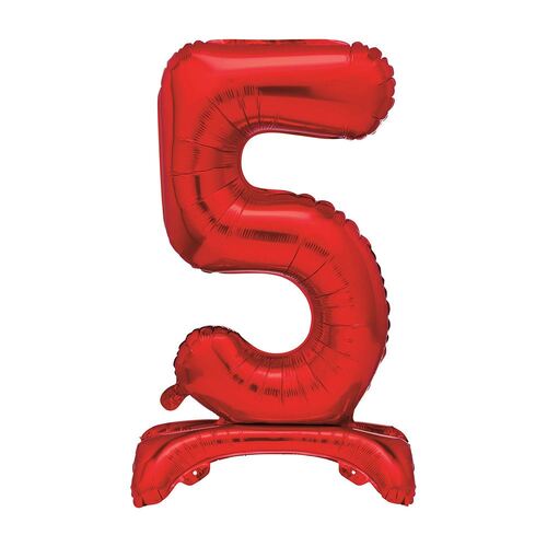 76cm Red "5" Giant Standing Air Filled Numeral Foil Balloon