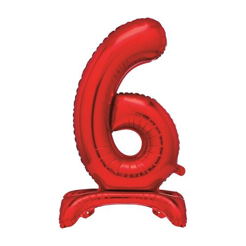 Red "6" Giant Standing Air Filled Numeral Foil Balloon