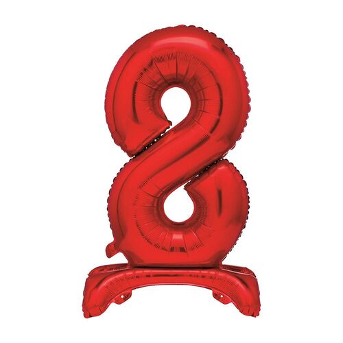 76cm Red "8" Giant Standing Air Filled Numeral Foil Balloon