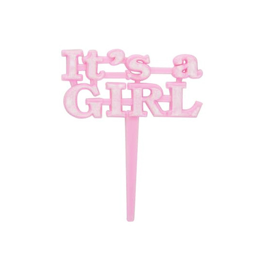 Its A Girl Cake Picks Pink 8 Pack