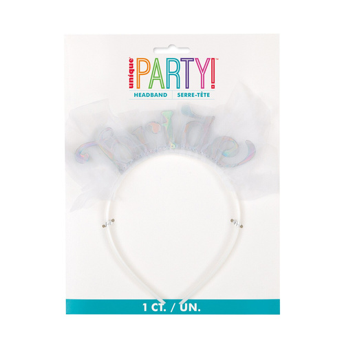 Iridescent Foil Bride Headband With Tulle