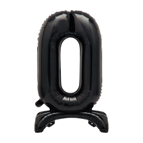 76cm Black "0" Giant Standing Air Filled Numeral Foil Balloon