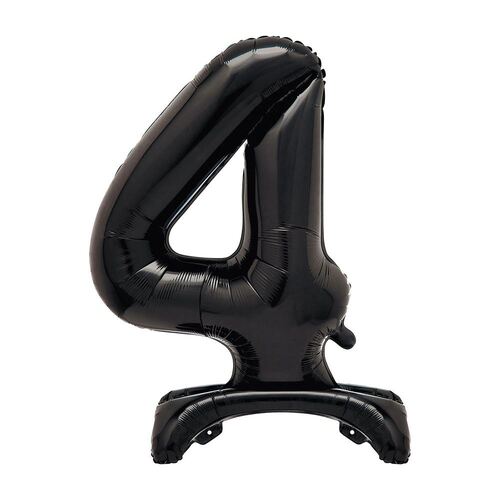 Black "4" Giant Standing Air Filled Numeral Foil Balloon