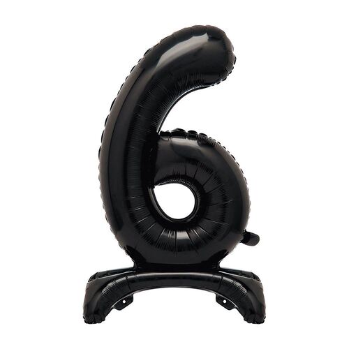 76cm Black "6" Giant Standing Air Filled Numeral Foil Balloon