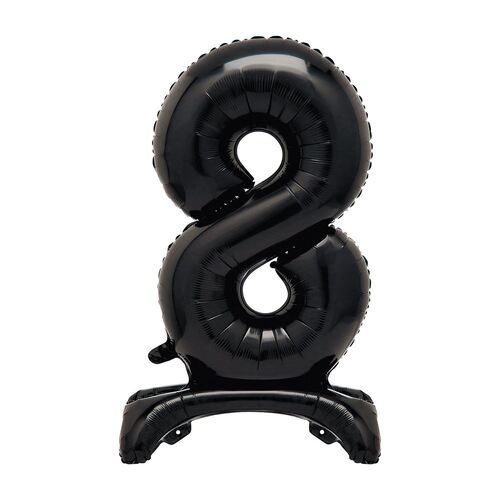 Black "8" Giant Standing Air Filled Numeral Foil Balloon