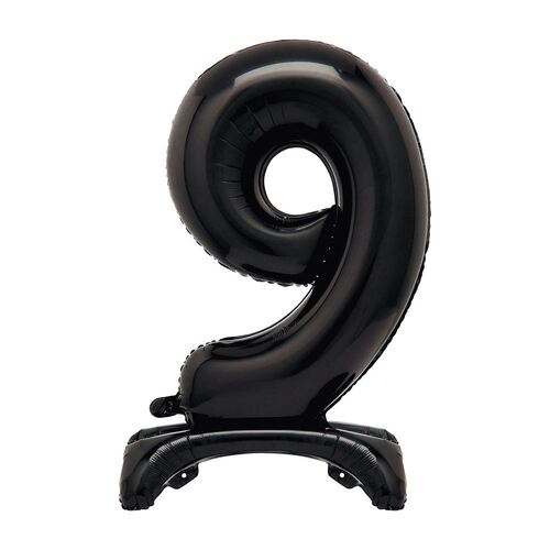 Black "9" Giant Standing Air Filled Numeral Foil Balloon