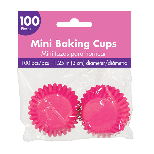 Mini Cupcake Cases Bright Pink 100 Pack