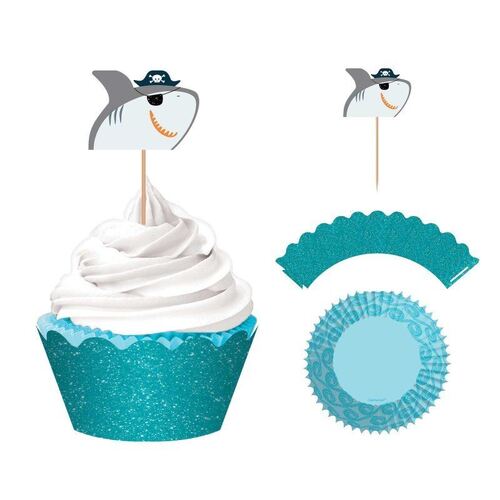 Ahoy Birthday Glittered Cupcake Kit 24 Pack