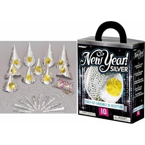 New Years Party Kit For 10 - Silver