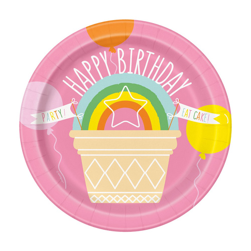 Pastel Rainbow Paper Plates 18cm 8 Pack