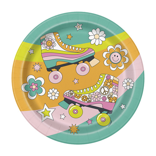 Flower Power Birthday Paper Plates 23cm 8 Pack