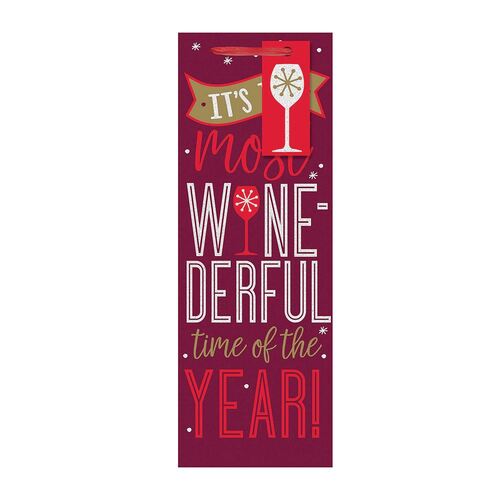 It's the Most Wine-Derful Time of the Year Glittered Bottle Bags & Gift Tags