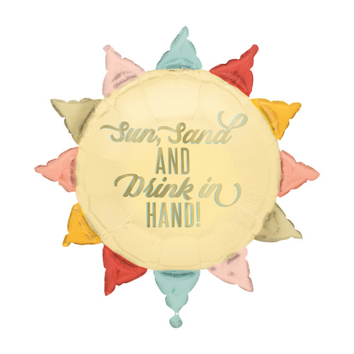 Giant Sun "Sun, Sand And Drink In Hand" Foil Balloon 76.2cm 