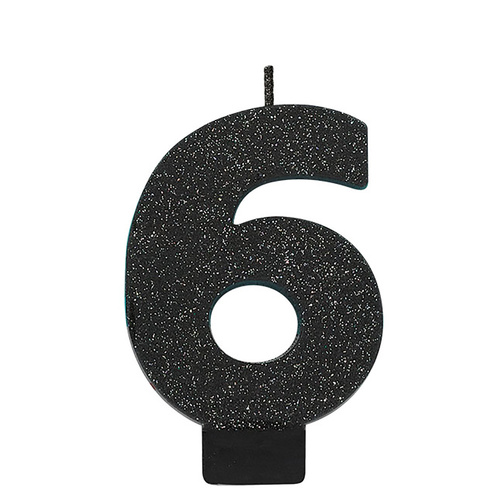 Candle Number Glitter Black #6