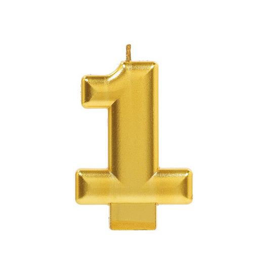 Candle Number Moulded Metallic Gold #1