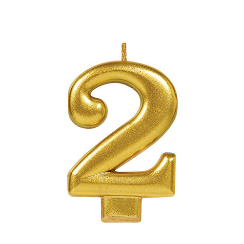 Candle Number Moulded Metallic Gold #2