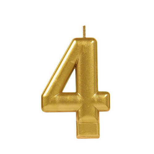 Candle Number Moulded Metallic Gold #4