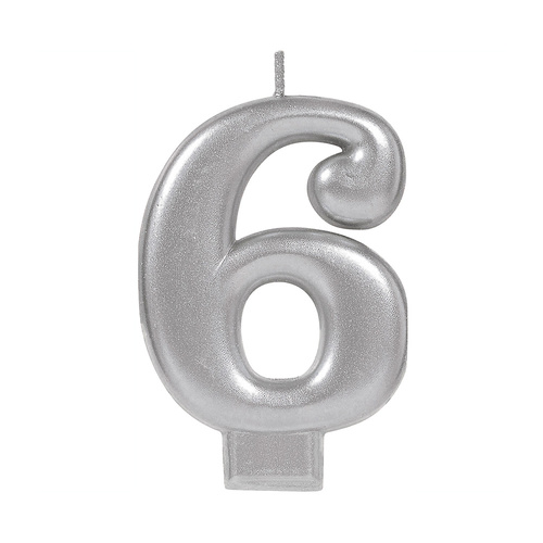 Candle Number Moulded Metallic Silver #6