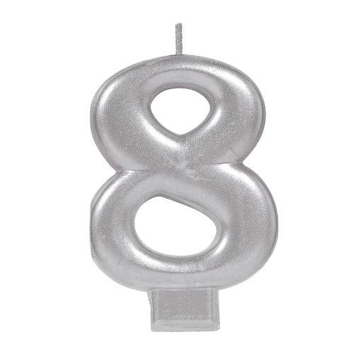 Candle Number Moulded Metallic Silver #8